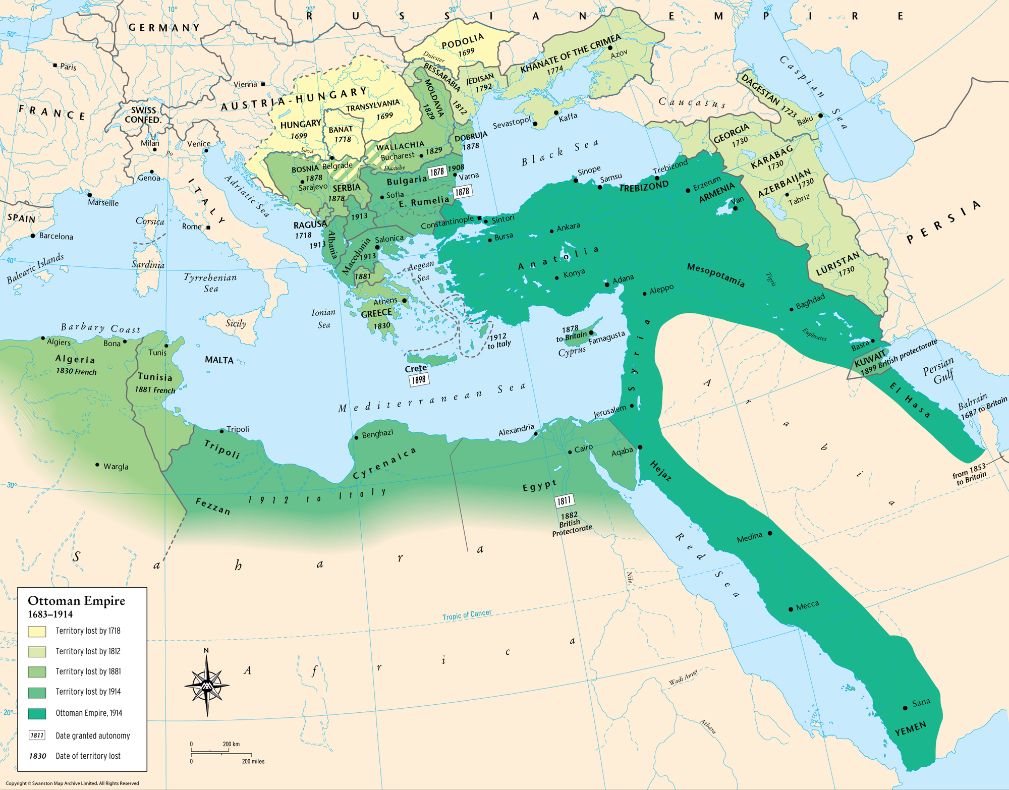 An example of the Ottomans in decline map https://www.themaparchive.com/product/ottoman-empire-16831914/