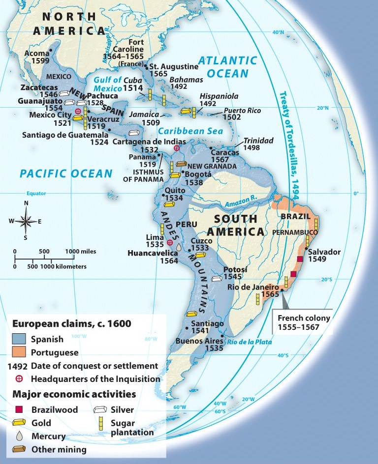 The Americas (c.1600). From A History of World Societies.