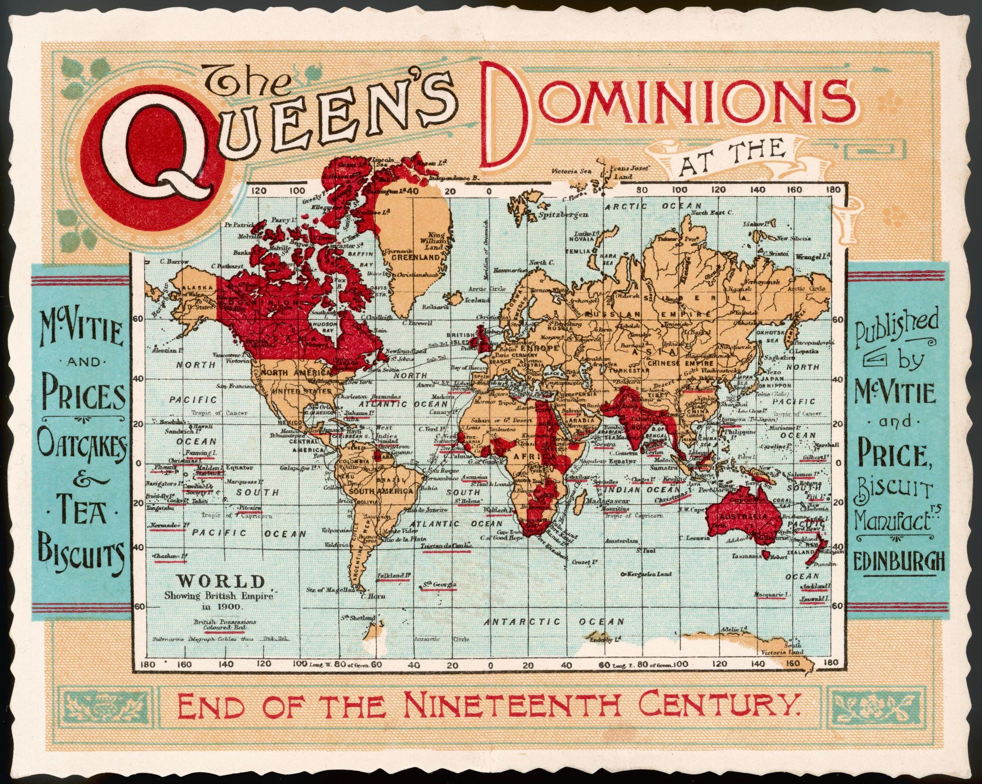 An illustration of the British Empire from 1898. Source: Canadian War Museum. https://www.alamy.com/stock-photo-a-map-of-the-world-showing-the-british-empire-coloured-in-red-at-the-105289649.html