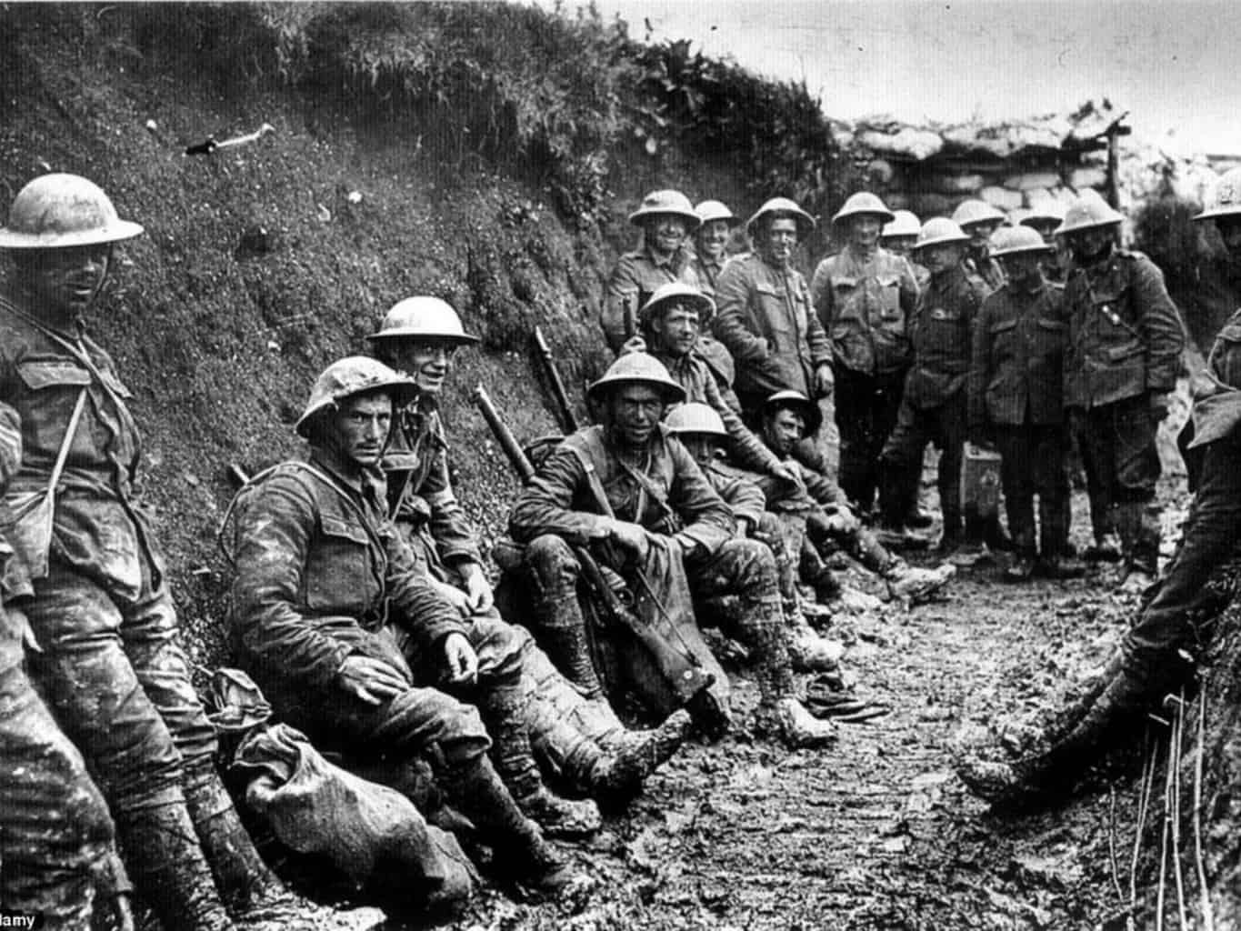 Soldiers in the trenches. Source: Top 10 Facts about the Trenches!
