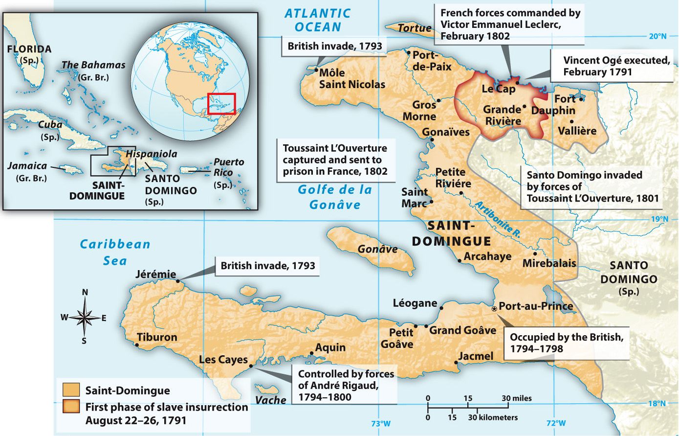 Important locations during the Haitian Revolution. Source: History of World Societies.