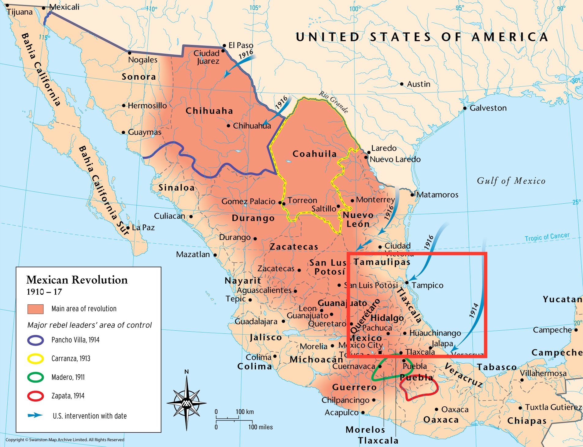 The Mexican Revolution. Source: The Map Archive. 