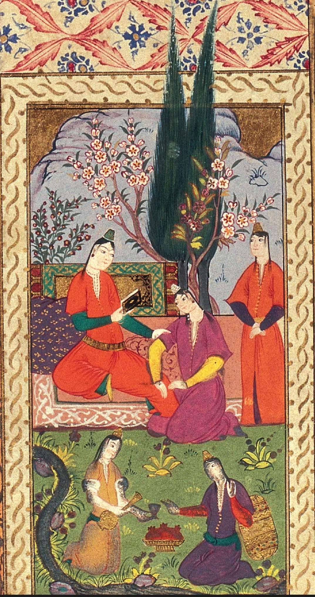 Ottoman women reciting poetry in a Persian garden, early seventeenth century. From The Album of World Emperor.